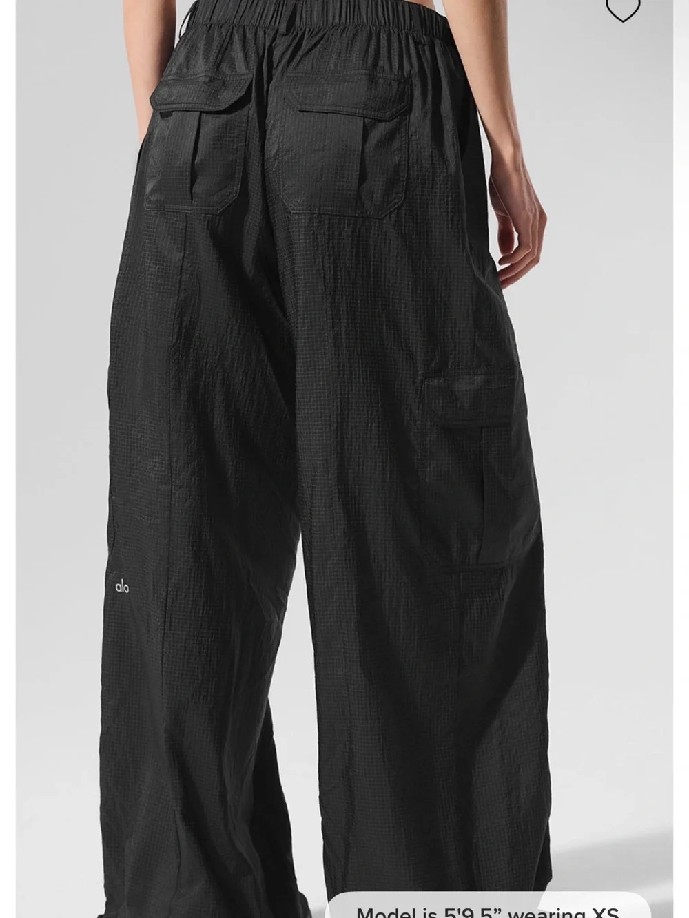 ALO sheer game time Yoga Black Wide-Leg Cargo Pants